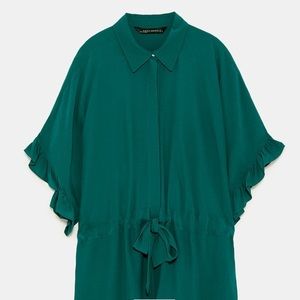 Belted Shirt with Ruffles